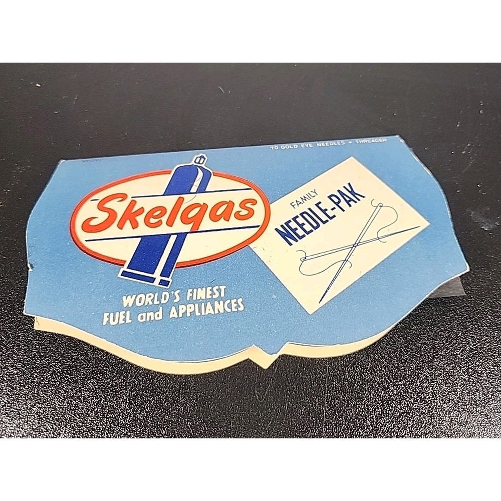 SKELGAS ADVERTISING NEEDLE-PAK - 70 GOLD EYE NEEDLES &‎ THREADER